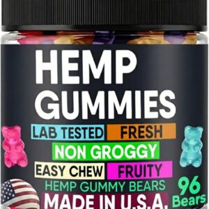 Hemp Gummies Calm Sleep Relaxing Night Support, Hemp Oil Edibles-96 Made in USA Bears