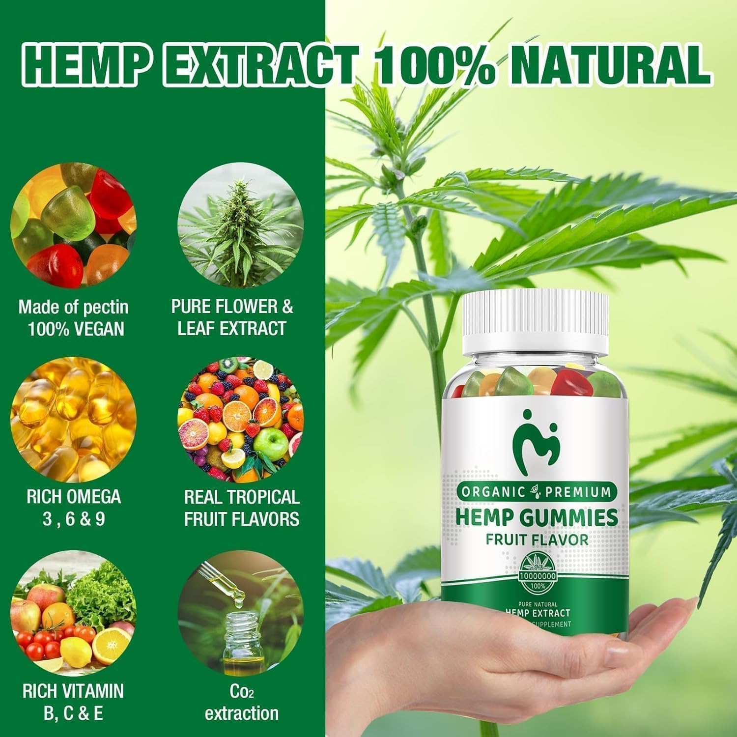 Hemp Gummies for Pain, Sleep, Anxiety - High Potency Pure Organic Hеmp Oil Extract Supplement - 100% Natural Hemp Gummy - Vegan Non-GMO - Image 6