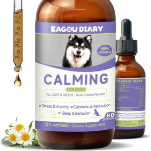 Dog Calming Drop – Anxiety Stress Relief for Dogs,Separation, Fireworks, Storm,Thunder Anxiety Support,Sleep Aid Dog Calming Supplement, GABA, L-Tryptophan, L-Theanine, Chamomile 60ML Calming for Dogs