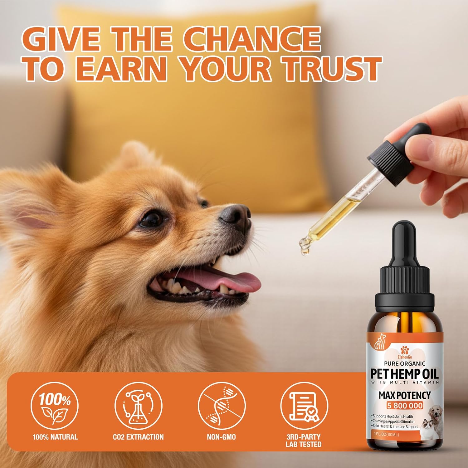 (2 Packs) Неmp Oil for Dogs Cats, Organic Pet Calming Drops, Cat Dog Anxiеty Relief & Strеss & Pаin Rеlief for Dogs, Supports Rеlaxation & Slеep, Hip Joint Health - Image 5