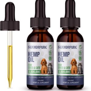 0rganic Hemp Oil for Dogs and Cats - Helps with Anxiety Pain Stress Sleep Arthritis Seizures Relief - Support Hip Joint HealthSupport - Hemp Oil Drops Calming Treats 2-Pack
