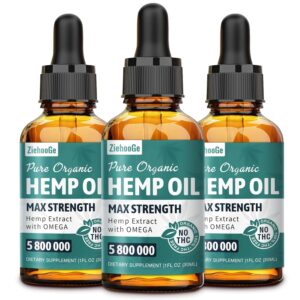 Hemp Oil Drops 3 Pack - Maximum Strength 100% Natural Hemp Oil Organic Supports Relaxation