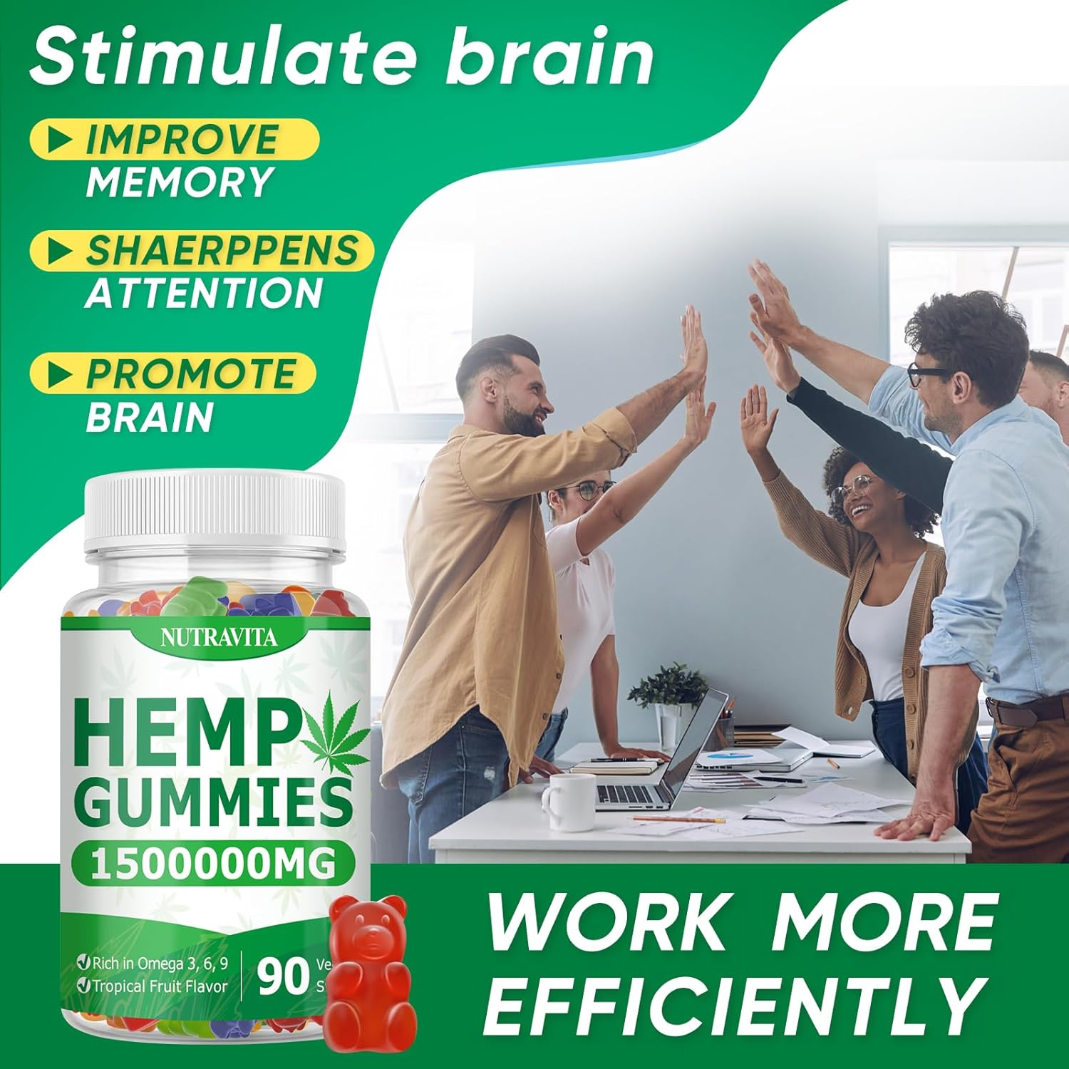 Naturals Fruit Hemp Gummies 1,500,000mg High Strength - Natural Hemp Oil Infused Gummies Great for Peace & Relaxation,America's #1 Favorite Hemp Gummy Brand - 90 Gummies - Image 3