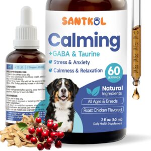 Dog Calming - Dog Calming Drops for Anxiety Relief, Sleep Aid, Relaxing -with GABA, Taurine, Astragalus, Schisandra - Stress Relief During Travel, Firework, Thunderstorm - Roast Chicken Flavor, 60ML