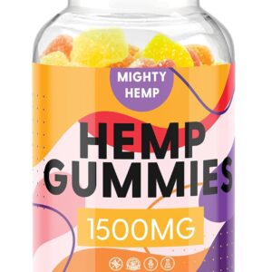 Organic Hemp Gummies 1 Pack High Potency Supplement with Pure Hemp Oil Extract - Natural Edibles Natures Leaf Gummy Bloom L-Theanine Ashwagandha Vegan Vitamin B2 Omega 3-6-9 Complex