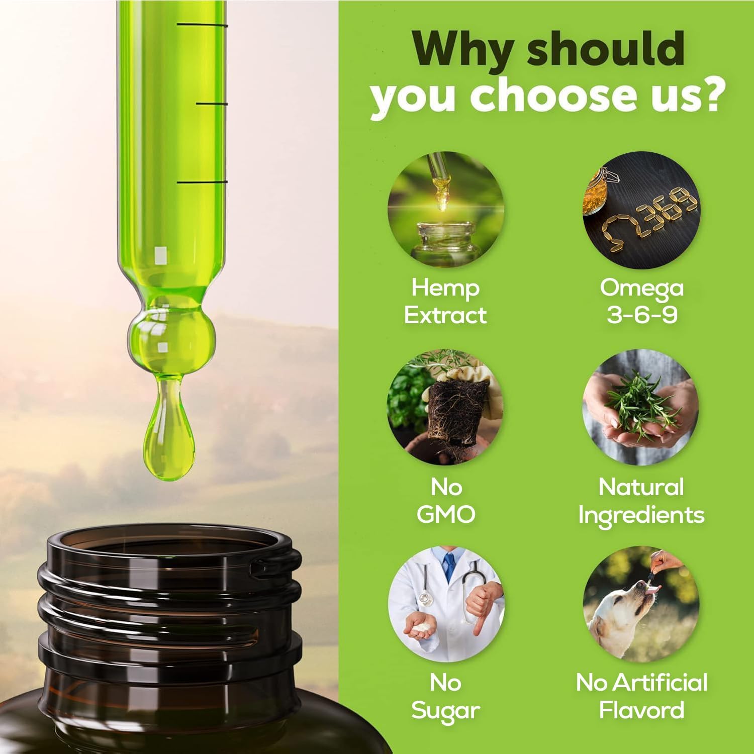 Hemp Oil for Dogs and Cats - Organic Hemp Oil Drops for Anxiety Relief, Stress,Pain, Calming, Sleep, Arthritis - Hip and Joint Support - Skin Health, Anti-Inflammatory - Omega 3-6-9 Pet Drops (2 Pack) - Image 4