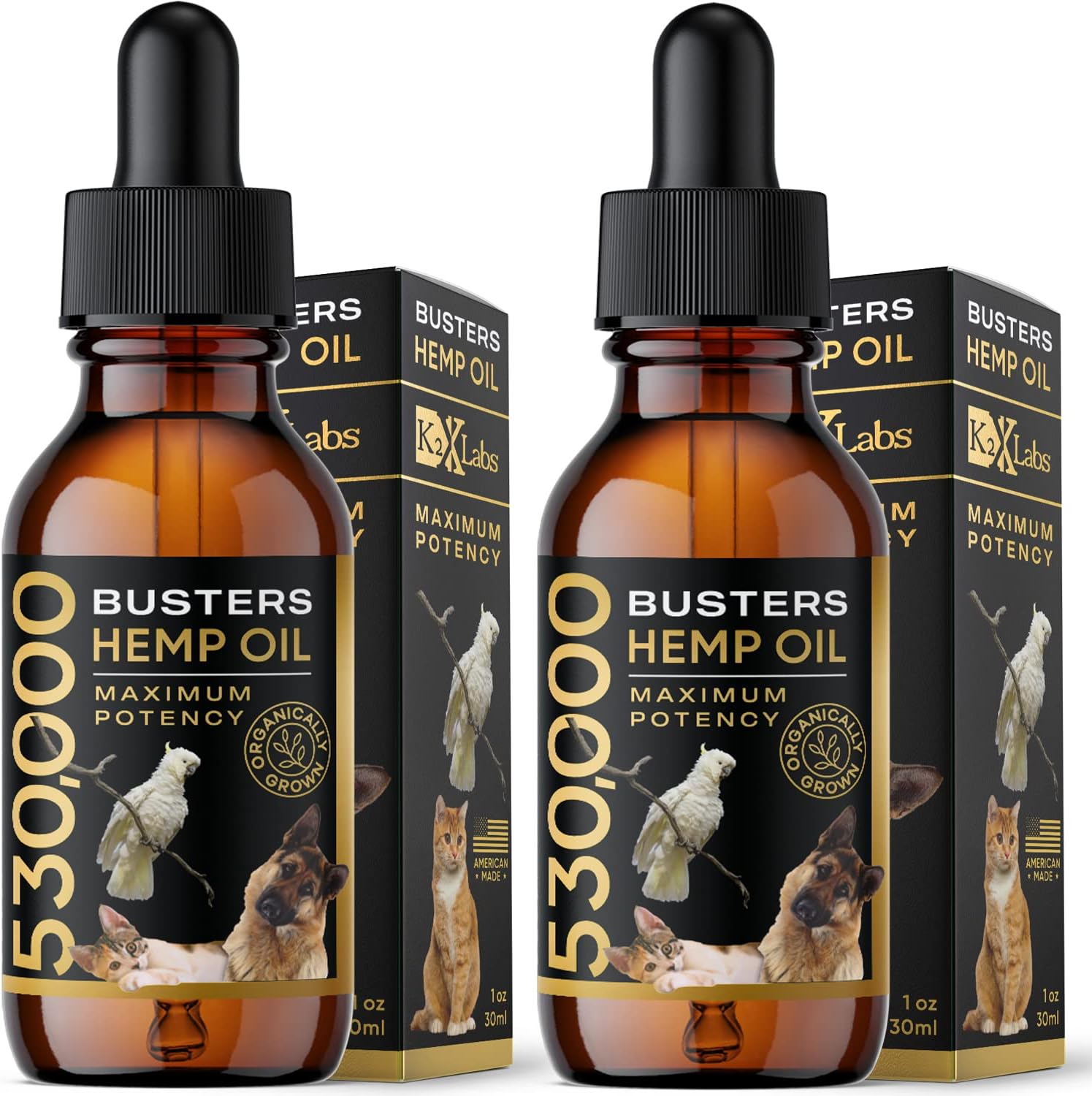 Busters Organic Hemp Oil 530,000 2pack 2month Supply for Dogs and Cats Made in USA Omega Rich 3 6 and 9 Hip & Joint Health Natural Soothing Relief