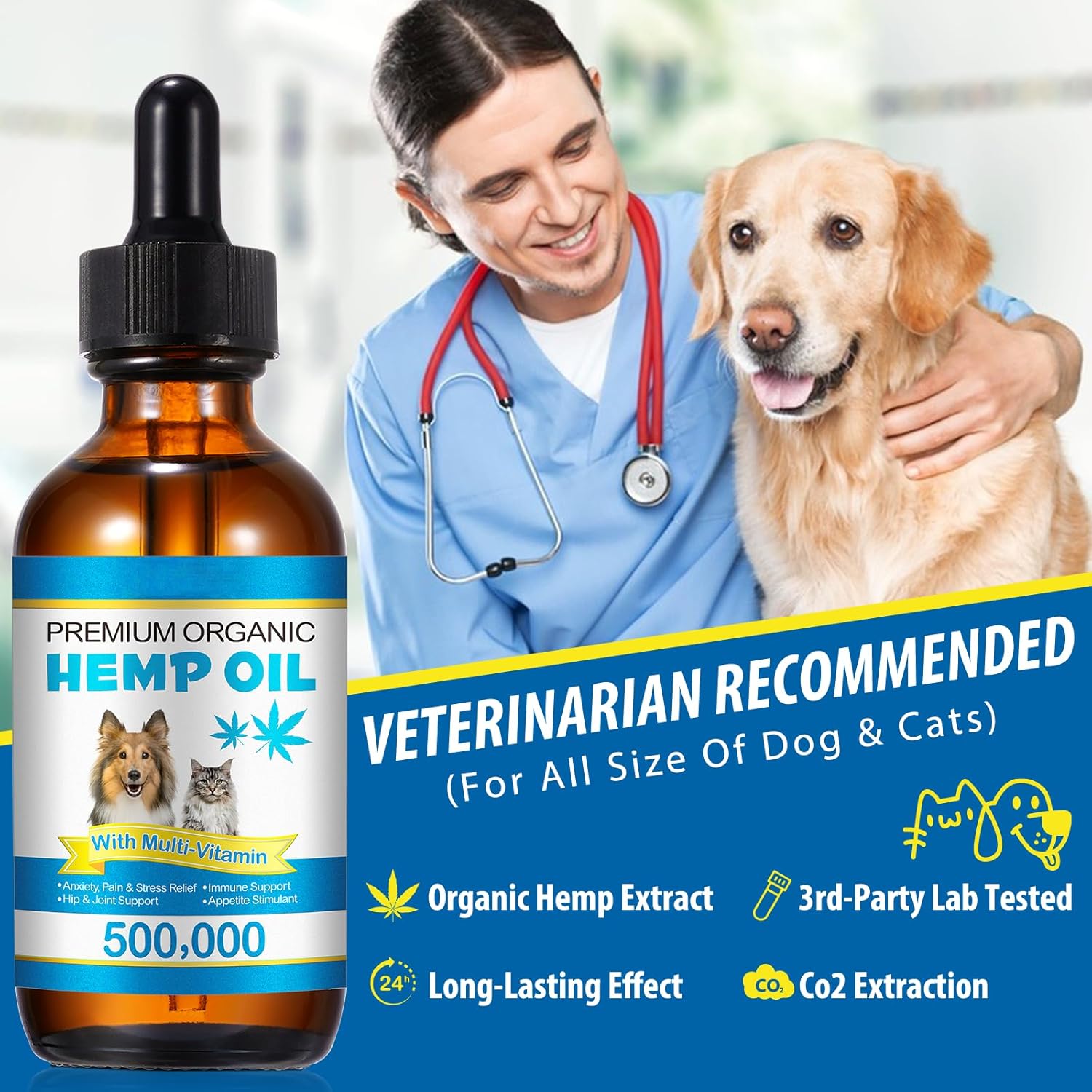 Pet Oil for Dogs and Cats Anxiety Stress Pain Relief Joint Hip Аrthritis Sleep Aid Calming Oil Drop Improves Skin & Coat, Natural Extract Treats Dog Calming Oil 60ML - Image 5