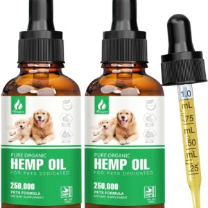 Pet Hemp Oil for Dogs and Cats,Organic Hemp Extract Drops, Sleep Aid Anxiety,Stress, Hip & Joint Pain Relief, Dog Calming Treats Rich in Omega 3-6-9, Natural Pet Hemp Oil（Natural）