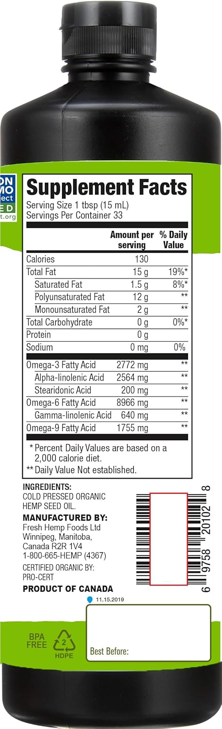 Manitoba Harvest Organic Hemp Oil, Cold Pressed, 12g of Omegas 3&6 Per Serving, Non-GMO, 16.9 Fl Oz - Image 4