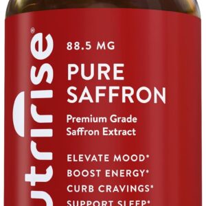 NutriRise Saffron Supplements 120 Capsules, 88.5mg Pure Extract - 4 Month Supply for Mood, Energy, Sleep, Stress & Cortisol Support - Non-GMO, Vegan & Gluten-Free for Women & Men