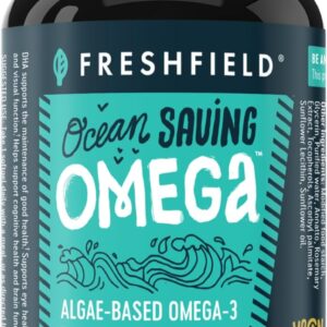 Freshfield Omega 3, DHA Supplements, Potent 1 per Day Formula, Algae (Algal) Oil, Vegan Omega, Ocean Saving Fish Oil Alt, Sustainable, Concentrated DHA per Capsule, w/DPA