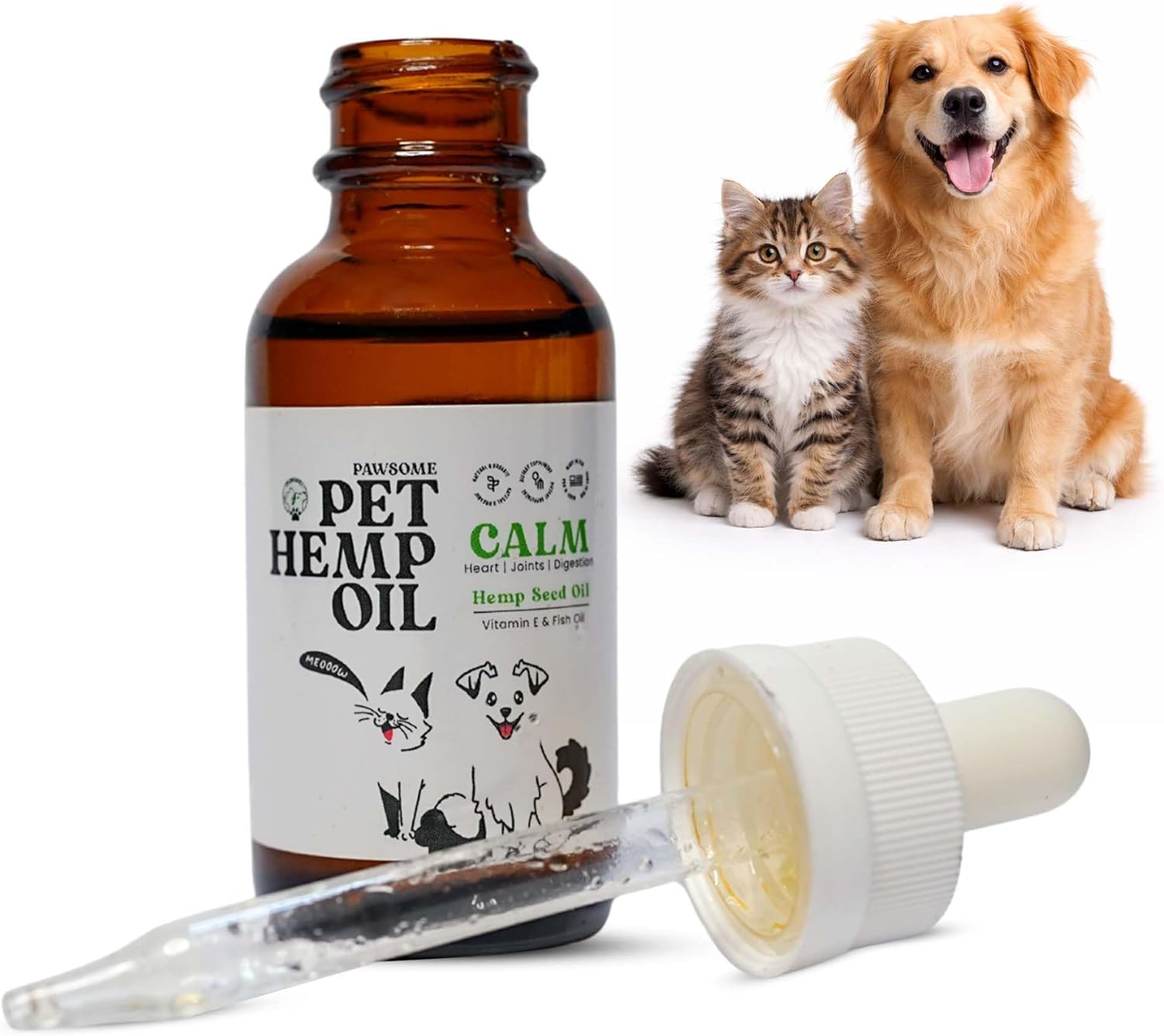 Hemp Oil for Dogs and Cats – Helps with Skin, Coat & Health – Premium Fish Oil Blend – Improves Immune System & Нiр Jоint Hеalth - Natural Ingredients - Made in USA (1oz) (Pack of 1)