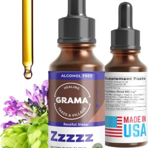 Grama Wellness Zzzzz Organic Sleep Aid Tincture – Non Habit Forming Nighttime Drops for Adults, Fast-Acting Liquid Sleep Aid for Deep Rest, Calm & Relaxation – Alcohol-Free, 1 fl oz