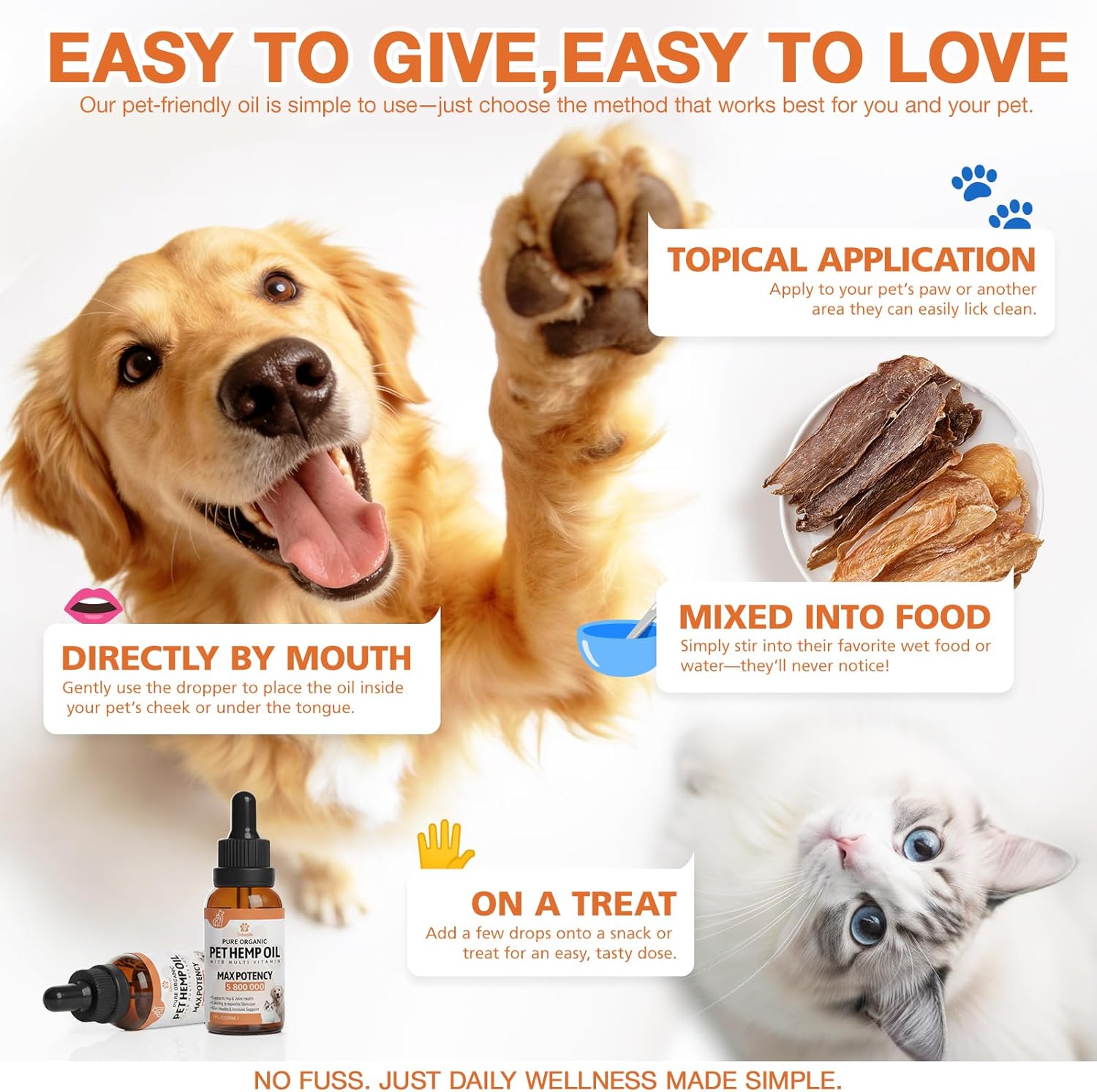 (2 Packs) Неmp Oil for Dogs Cats, Organic Pet Calming Drops, Cat Dog Anxiеty Relief & Strеss & Pаin Rеlief for Dogs, Supports Rеlaxation & Slеep, Hip Joint Health - Image 7