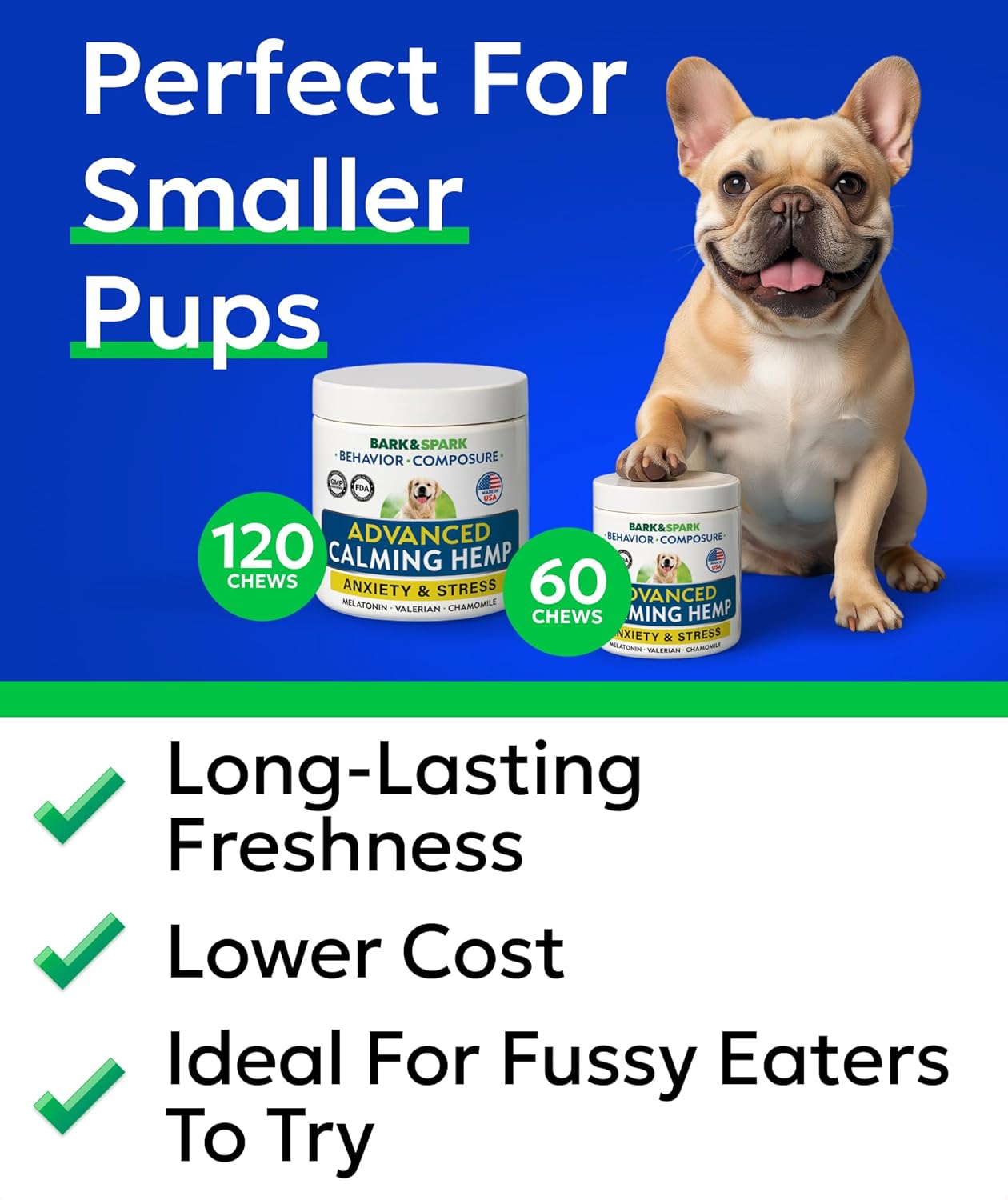 BARK&SPARK Advanced Calming Chews for Dogs - Hemp Chew + Melatonin - Anxiety Relief - Sleep Aid - Relaxing Treats - Stress Relief During Fireworks, Storms, Thunder, Barking - Image 2