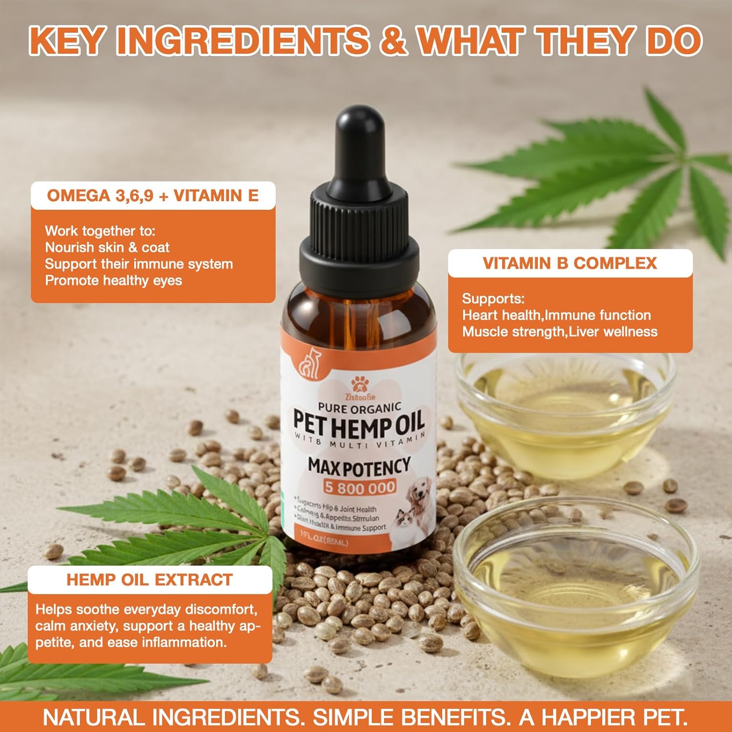 (2 Packs) Неmp Oil for Dogs Cats, Organic Pet Calming Drops, Cat Dog Anxiеty Relief & Strеss & Pаin Rеlief for Dogs, Supports Rеlaxation & Slеep, Hip Joint Health - Image 6