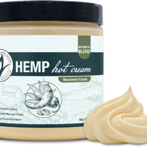 Zatural Hemp Hot Cream Massage Joints and Muscles and Body Wraps Essential Oil Blend, Aloe, Hemp, and More (8oz jar)
