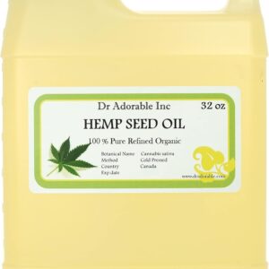 Dr Adorable - 32 oz - Hemp Seed Oil Refined - 100% Pure Natural Cold Pressed Organic