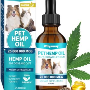 Hemp Oil for Dogs and Cats - Hemp Oil Drops Rich in Omega 3, 6, 9 and Organic Extract Helps Pets with Šnxiеty, Pаin, Strеss, Slееp, Šrthritis, Sеizures Rеlief, Pets Calming Treat-1 Pack