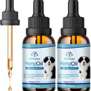 Hemp Oil for Dogs and Cats - Helps Pets with Anxiety, Stress Relief and Sеizures - Arthritis Hip Joint Pain Relief - Hemp Calming Drops Sleep Aid for Dogs 2PACK