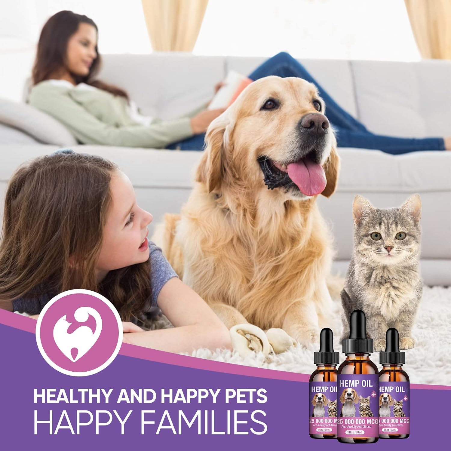 Hemp Oil for Dogs and Cats 3 Pack Relief Pet with Anxiety Stress Pain Aggressive - Image 5