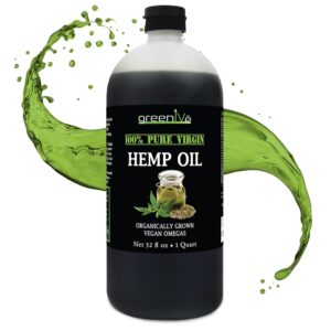 GreenIVe Hemp Oil, 32oz Bottle (946mL), Natural Hemp Seed Oil, Cold-Pressed, Vegan, Non-GMO, Bottled in USA