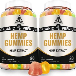 Hemp Gummies Extra Strength High Potency for Sleep, Pain, Anxiety Relief - 100% Natural with Pure Hemp Oil Extract - Vegan Bear Candy Hеmp Supplements for Adults (2 Pack)
