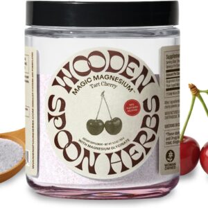 Wooden Spoon Herbs Magic Magnesium Glycinate Powder Drink Mix (Tart Cherry) | 300mg Magnesium, 0.5mg Plant-Based Melatonin | Calming Nighttime Supplement | Easy Mix Sleep Support Powder, Vegan | 3.7oz