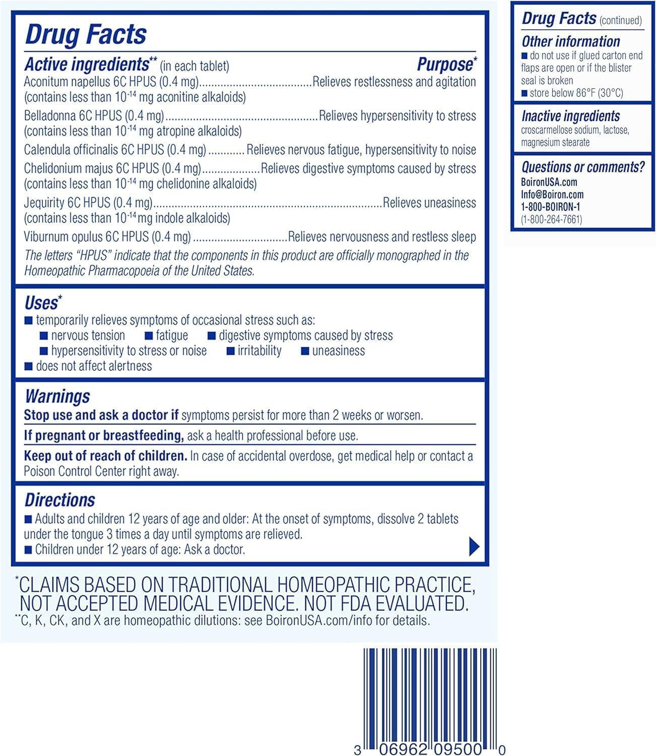 Boiron StressCalm for Relief of Stress, Anxiousness, Nervousness, Irritability, and Fatigue - 60 Count (Pack of 2) - Image 2