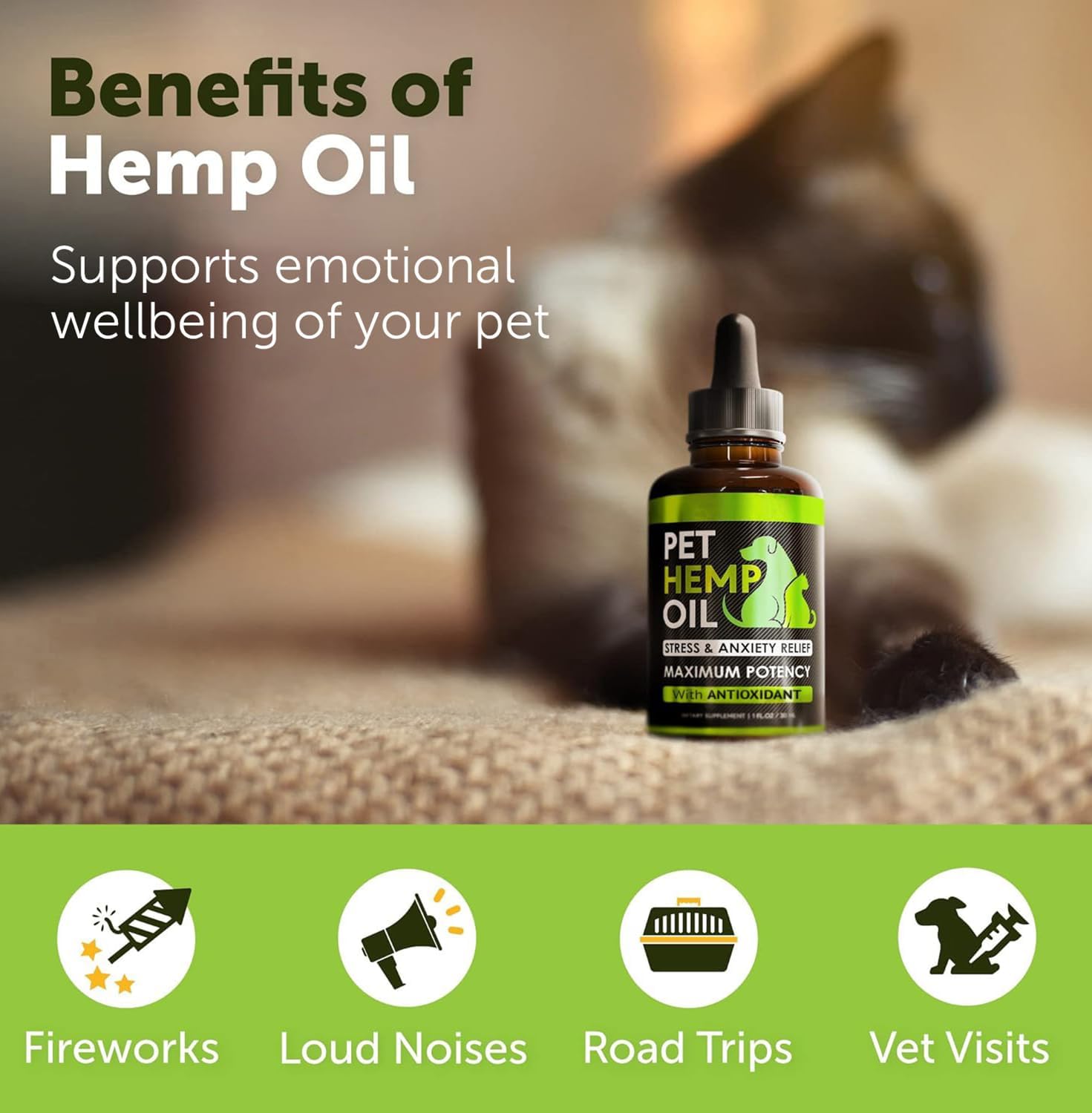 Hemp Oil for Dogs and Cats - Organic Hemp Oil Drops for Anxiety Relief, Stress,Pain, Calming, Sleep, Arthritis - Hip and Joint Support - Skin Health, Anti-Inflammatory - Omega 3-6-9 Pet Drops (2 Pack) - Image 3