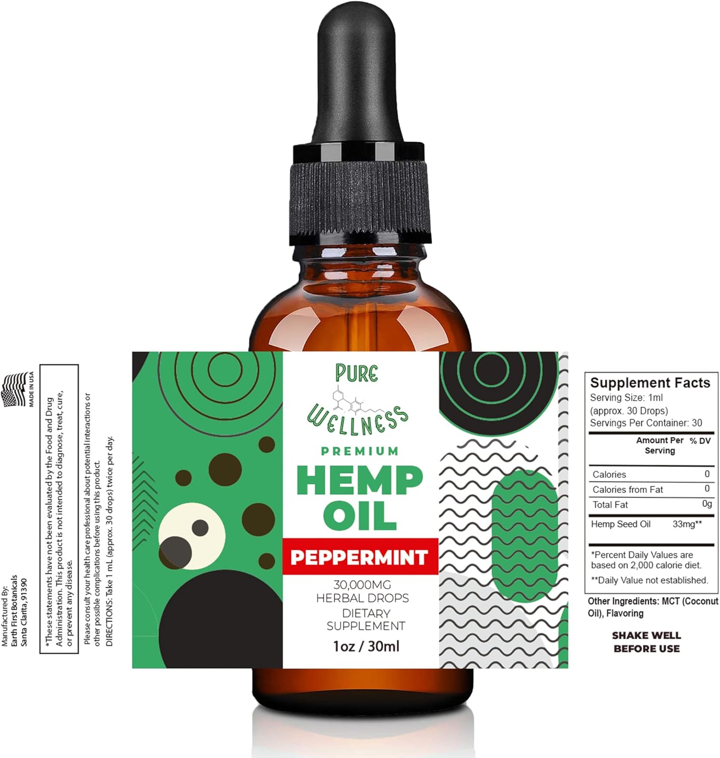 Organic Hemp Seed Oil (4 Oz), Peppermint Flavor, High Potency 30,000 mg - Helps in Natural Relief, Sleep, Relaxation & Mood, Transparent Hemp Oil Dosage, Non-Habit Forming - Non-GMO, Vegan - Image 7
