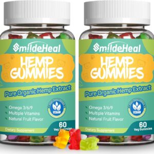 2 Pack Hemp Gummies, 1,500,000 Extra Strengthen Organic Hemp Gummies, Hemp Supplement Gummy with Hemp Oil Extract, 120 Gummies