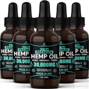Hemp Oil Natural Cam-5 Pack-Hemp Seed Oil Full Flavor Benefits-Made in USA-Skin, Sleep, Calm, Massage-Safe for Pets-Full Omega 3,6,9