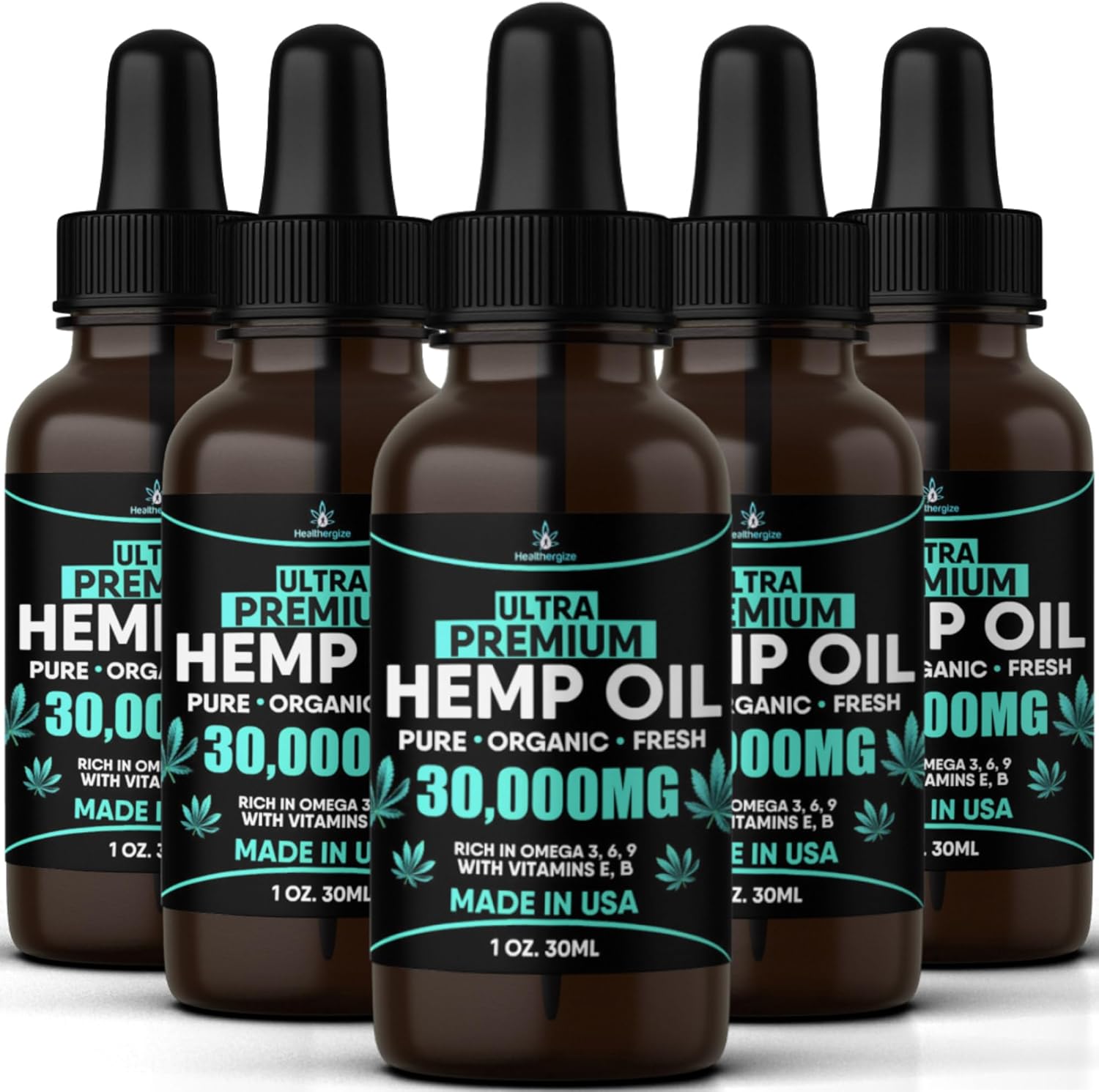 Hemp Oil Natural Cam-5 Pack-Hemp Seed Oil Full Flavor Benefits-Made in USA-Skin, Sleep, Calm, Massage-Safe for Pets-Full Omega 3,6,9