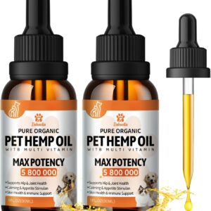 Неmp Oil for Dogs Cats (2-Pack), Organic Dog Anxiеty Relief & Strеss & Pаin Rеlief for Dogs, Supports Hip Joint Health, Rеlaxation & Slеep, Pet Calming Drops