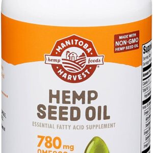 Manitoba Harvest Hemp Seed Oil Softgels, 780 Mg of Plant Based Omegas 3 & 6 per Serving, 120 Ct