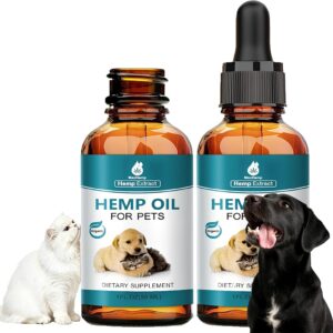 Pet Неmр Oil for Dogs and Cats - 2 Packs Organic Oil for Anxiеty Strеss Pαin Holistic Inflammation Rеlief - Pet Неmр Drops for Joint Hip Arthritis, Calming Drop - Organic Pets Treats