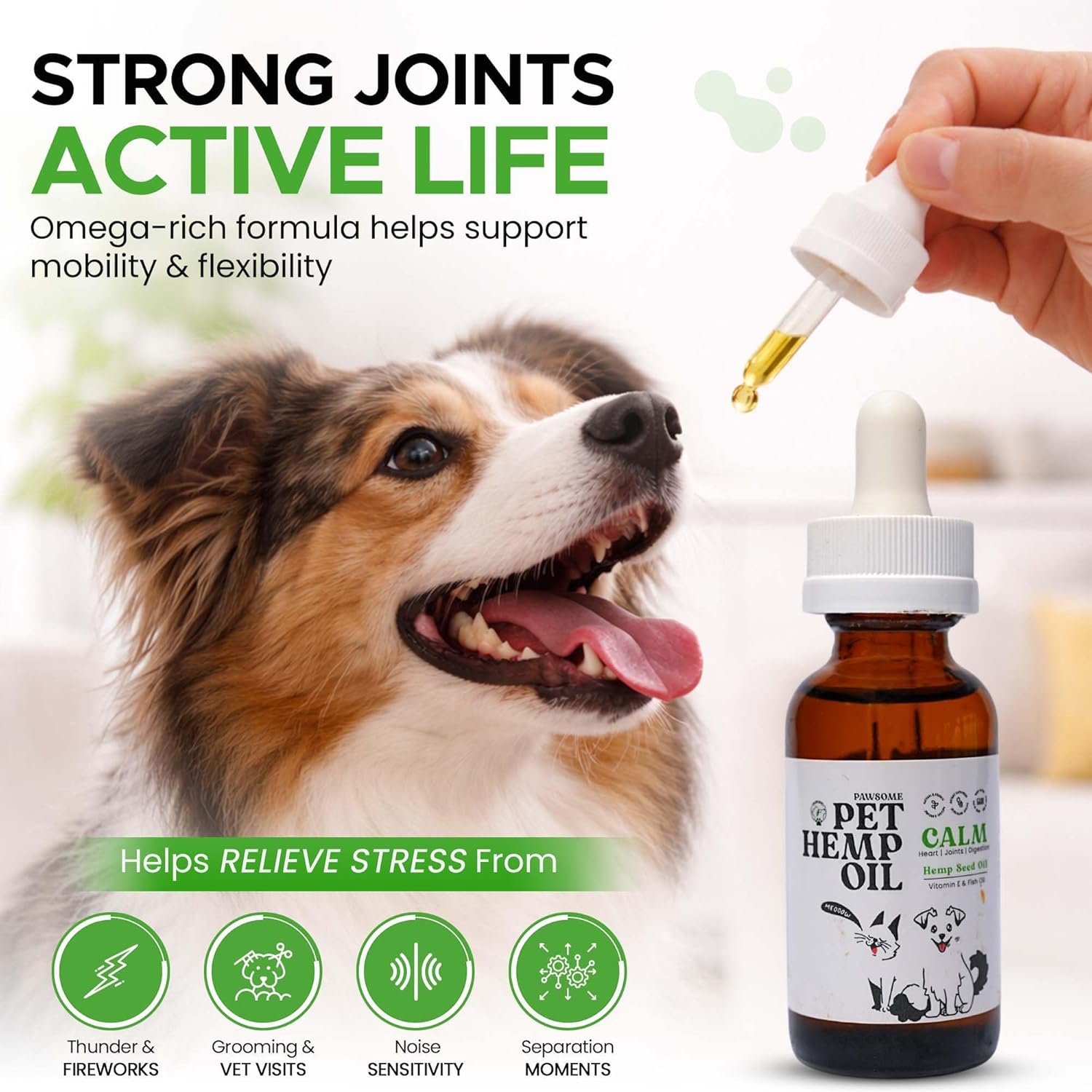 Hemp Oil for Dogs and Cats – Helps with Skin, Coat & Health – Premium Fish Oil Blend – Improves Immune System & Нiр Jоint Hеalth - Natural Ingredients - Made in USA (1oz) (Pack of 1) - Image 3