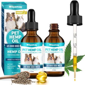 Hemp Oil for Dogs and Cats - Hemp Oil Drops Rich in Omega 3, 6, 9 and Organic Extract Helps Pets with Šnxiеty, Pаin, Strеss, Slееp, Šrthritis, Sеizures Rеlief, Pets Calming Treat-2 Pack