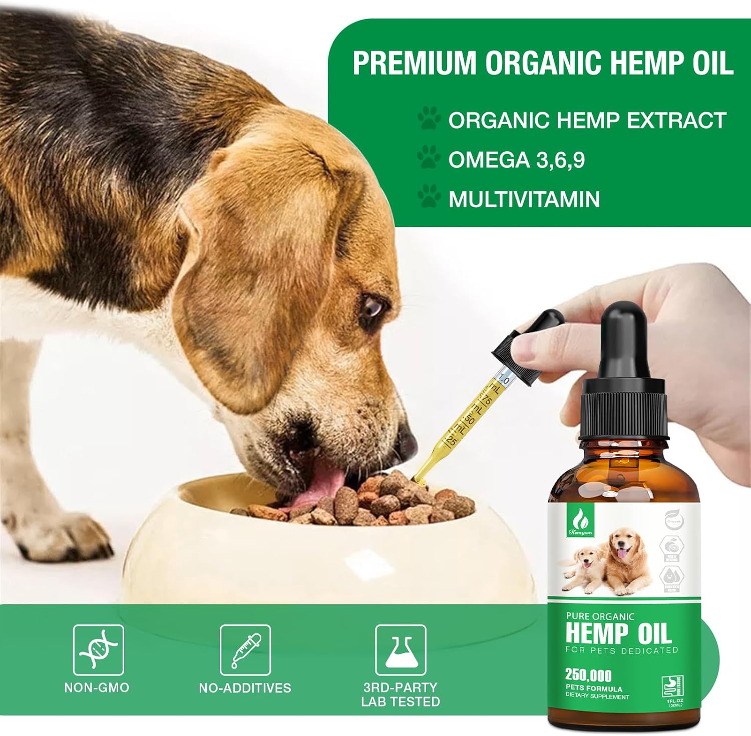 Pet Hemp Oil for Dogs and Cats,Organic Hemp Extract Drops, Sleep Aid Anxiety,Stress, Hip & Joint Pain Relief, Dog Calming Treats Rich in Omega 3-6-9, Natural Pet Hemp Oil(Natural) - Image 5