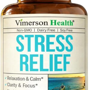 Stress Relief Supplement with 5HTP, Ashwagandha, Valerian, St John’s Wort, GABA, Chamomile & B-Vitamins - Promotes Relaxation, Sleep, Calm & Balanced Mood, Energy & Focus. Vegan, Non-GMO, 60 Capsules