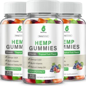 Hemp Gummies for Pain, Sleep, Anxiety - Hemp Gummy 100% Natural Organic Extra Strength High Potency with Pure Hеmp Oil Extract Vegan Bear Candy (3 Packs)