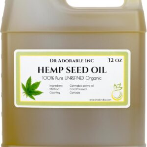 Dr Adorable - 32 oz - Hemp Seed Oil UNREFINED - 100% Pure Natural Cold Pressed Organic