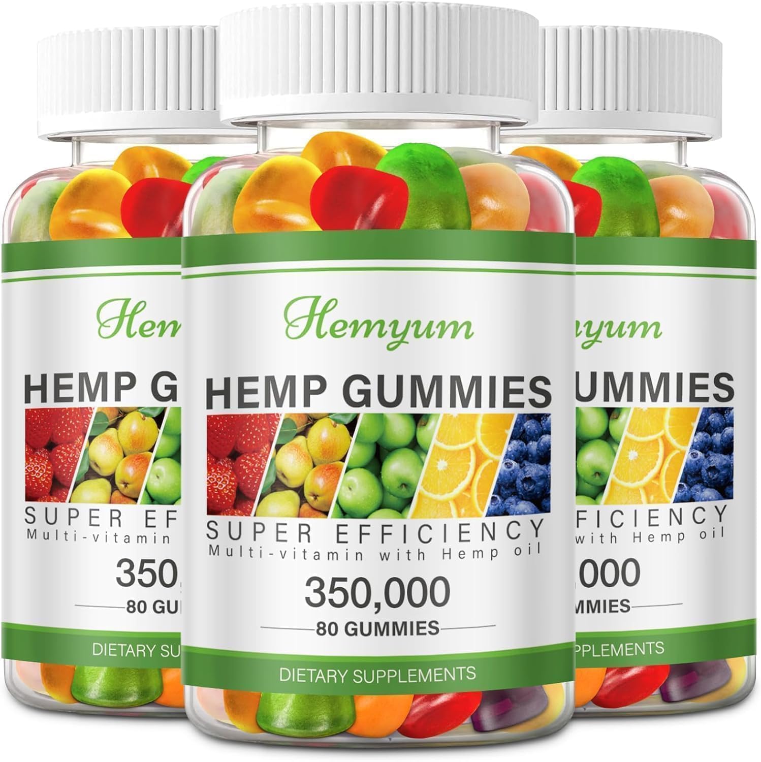 Hemp Gummies 3 Packs - for Sleep, Pain, Anxiety Relief - High Potency Pure Organic Supplement - with Natural Hemp Oil Extract Edible Gummy Vegan, Non-GMO