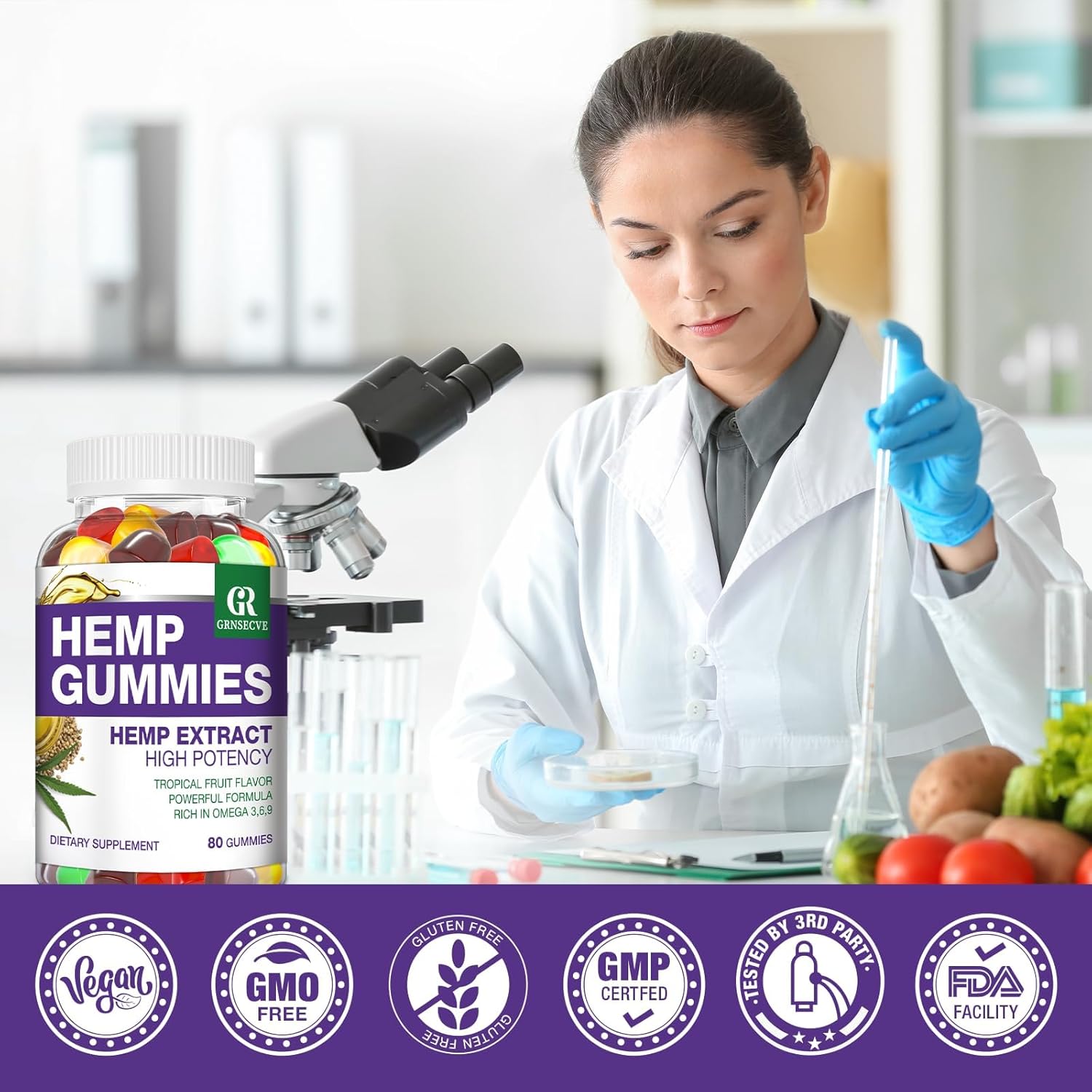 Hemp Gummies for Sleep, Pain, Anxiety - High Potency Pure Extra Strength Hemp Oil Infused Gummy Bears - 100% Natural Sleep Gummies Edibles for Adult (2 Packs) - Image 7