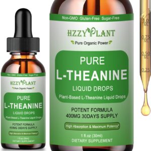 L Theanine 400mg Liquid Drops | Extra Strength Pure L-Theanine Supplement for Men & Women | Plant Based Natural Relaxation, Sleep & Calm Support | Vegan | Non-GMO | Gluten Free | 30 Servings