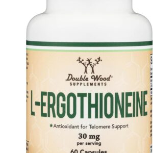 Ergothioneine Supplement (EGT) 30mg of Pure, Plant-Based L-Ergothioneine Per Capsule, 60 Count (May Support Longevity and Healthy Aging) Non-GMO, Gluten Free, Vegan Safe by Double Wood