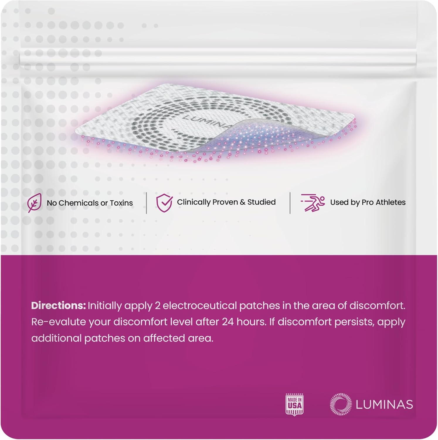 Relief Patch - Gentle Adhesive, Electroceutical Relief - Versatile Daily Comfort, Long Lasting - Neck, Joints, Back, Knee, Shins, Bumps - 20 Pack (Large White Patches) - Image 2