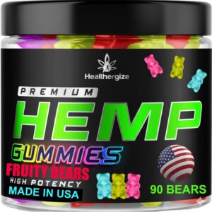 Hemp Gummies for Sleep and Relaxation-Natural Hempseed Oil Omega 3 6 9-Fresh and Fruity Hemp Oil Gummy Bears Candy-Made in USA-90 Count